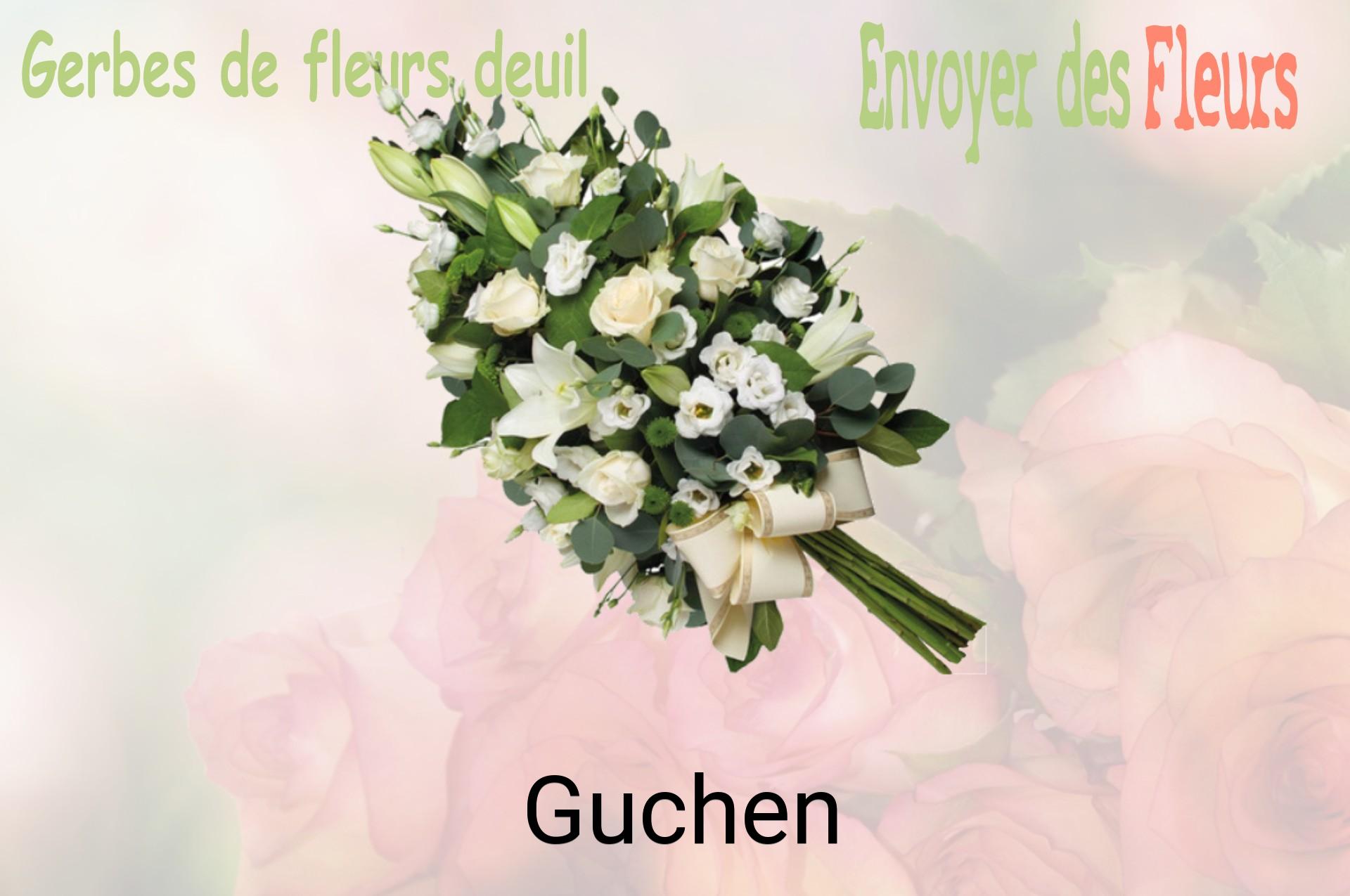 Gerbe de fleurs de deuil livrée à Guchen
